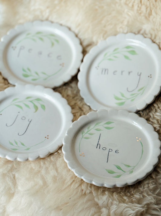 Set of 4 Holiday Plates with 22k Gold